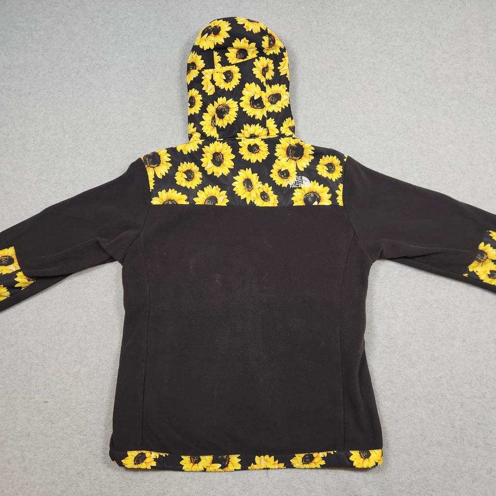 The North Face Jacket Womens Small Black Fleece Sunflower Print Denali Hooded - Picture 4 of 14